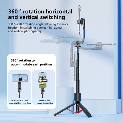 Selfie Stang & tripod med bluetooth fjernbetjening og justerbart lys