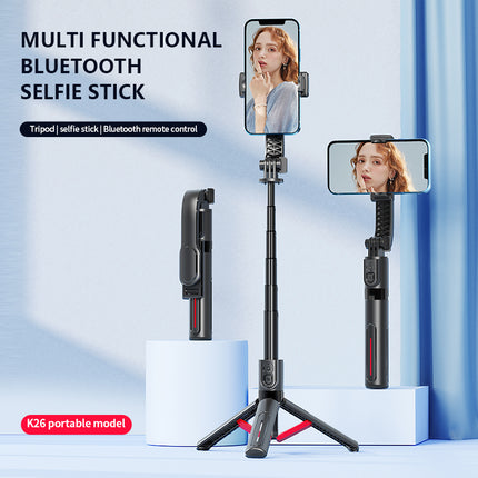 Selfie Stang & tripod med bluetooth fjernbetjening og justerbart lys