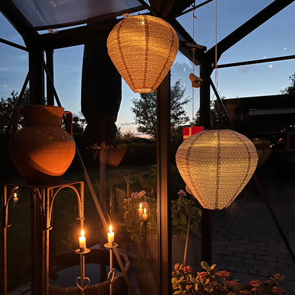 Rispapir solcellelamper i 4 farver