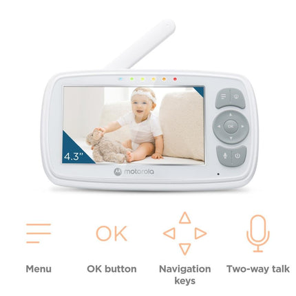 Motorola Babyalarm 4,3" Skærm, Nattilstand – Op til 300 m Rækkevidde