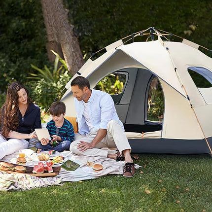 Pop-up Telt til 3-4 Personer – Med 2 Døre, Vinduer og Bæretaske