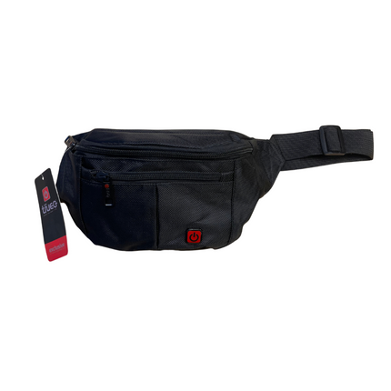 Multifunktionel Bæltetaske/Skuldertaske - Stilren Sort Polyester med Flere Rum