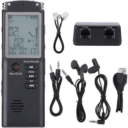 Digital diktafon och MP3-spelare med 8 GB lagringsutrymme och känslig mikrofon
