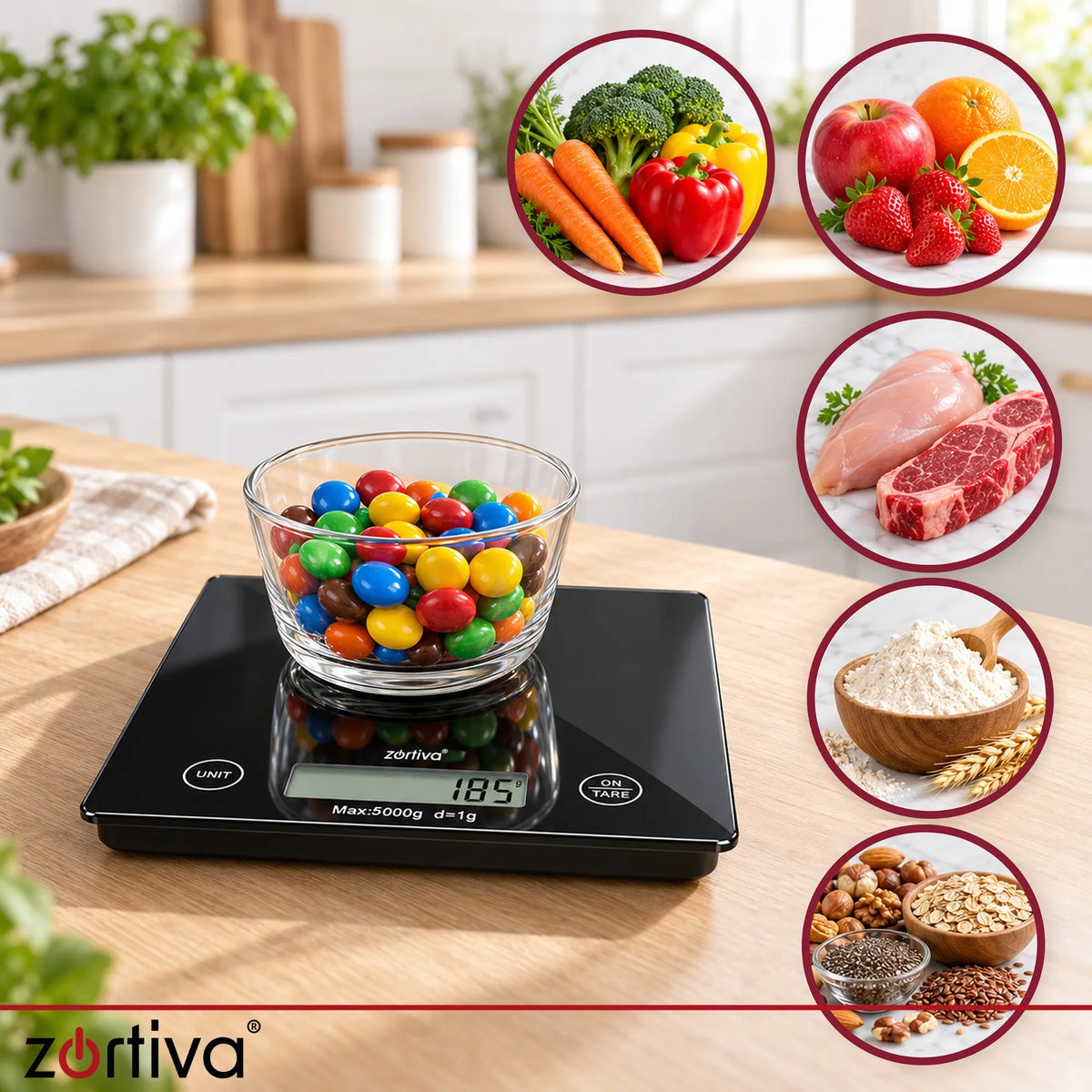 Zortiva Digital Køkkenvægt 5 kg 1 g