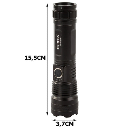 Kraftigt lommelygte inkl. genopladelig batteri