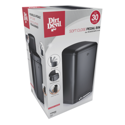Dirt Devil pedalbehållare med mjukstängning - Finns i 6, 12 och 30 liter (svart)