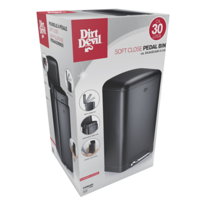 Dirt Devil Pedalspand med Soft Close – Fås i 6, 12 og 30 Liter (Sort)