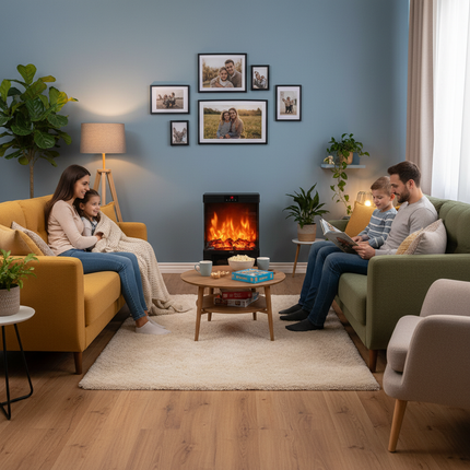 Elektronisk eldstad – med 3D-flameffekt och termostat