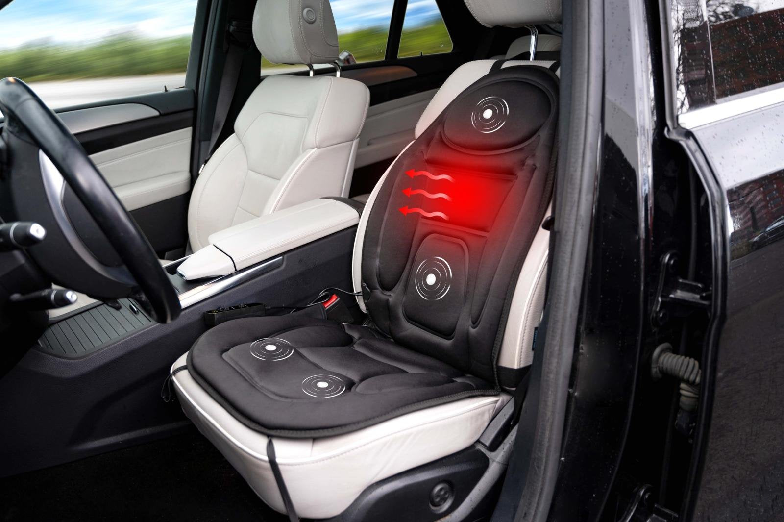 Massage-/värmeöverdrag för bilsäte