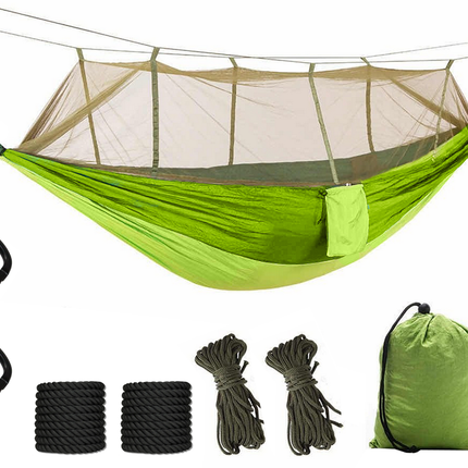 Lättviktshängmatta med myggnät – perfekt för camping och utomhus