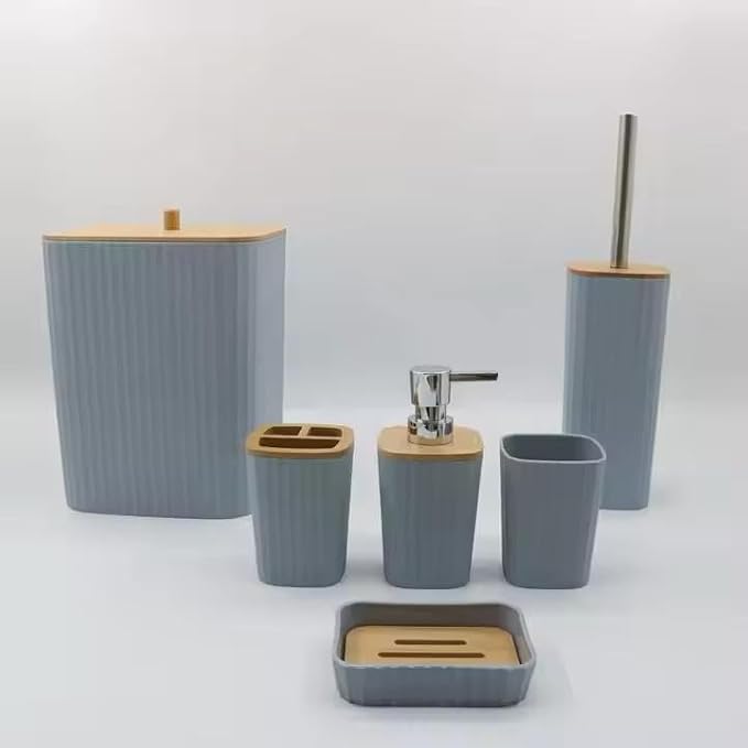 Badrumsset 6 delar med bambulock