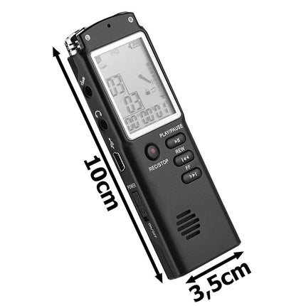 Digital diktafon och MP3-spelare med 8 GB lagringsutrymme och känslig mikrofon