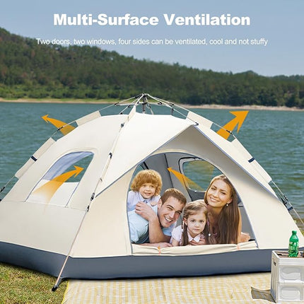 Pop-up Telt til 3-4 Personer – Med 2 Døre, Vinduer og Bæretaske