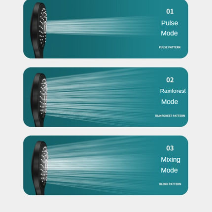 Vandbesparende brusehoved M/slange + 3 funktioner