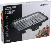 ALPINA Elektrisk Bordgrill 2200W – Stor Grill til Indendørs & Udendørs Brug