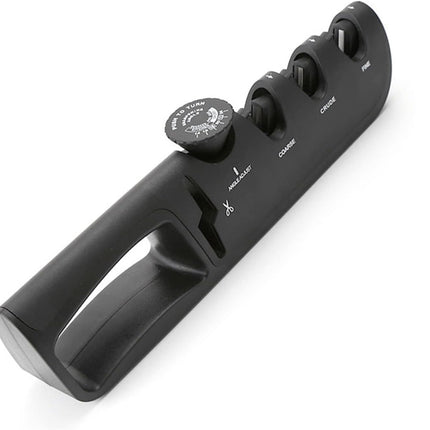 4-i-1 knivvässare i svart: oumbärligt köksredskap för vassa knivar och saxar