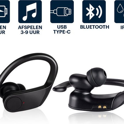 Grundig trådlösa Bluetooth-sporthörlurar med lång batteritid