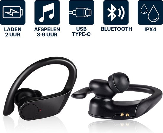 Grundig trådlösa Bluetooth-sporthörlurar med lång batteritid
