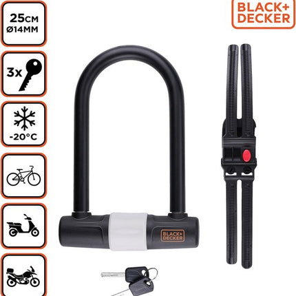 Black & Decker Bøjlelås – Robust og Sikkert til Cykel, Motorcykel og Scooter