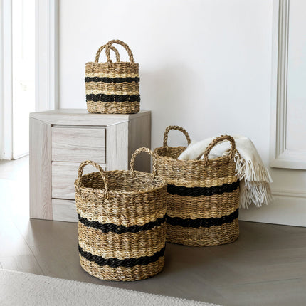 Kurvesæt 3 stk i Søgræs med Dekorative Striber