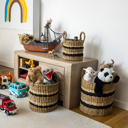 Kurvesæt 3 stk i Søgræs med Dekorative Striber