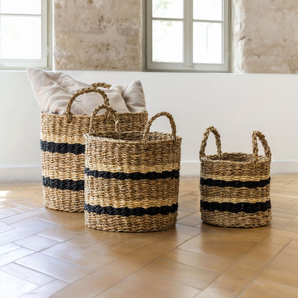 Kurvesæt 3 stk i Søgræs med Dekorative Striber
