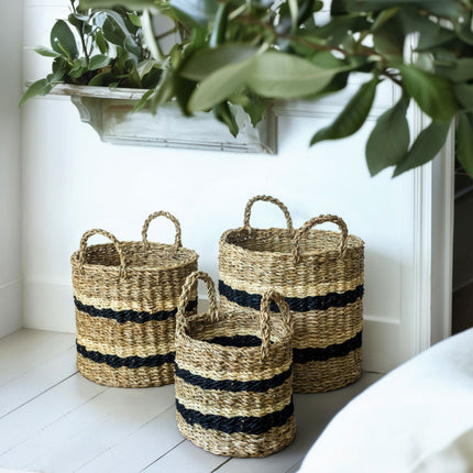 Kurvesæt 3 stk i Søgræs med Dekorative Striber