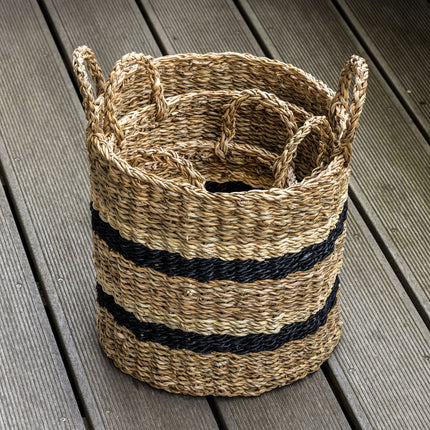 Kurvesæt 3 stk i Søgræs med Dekorative Striber