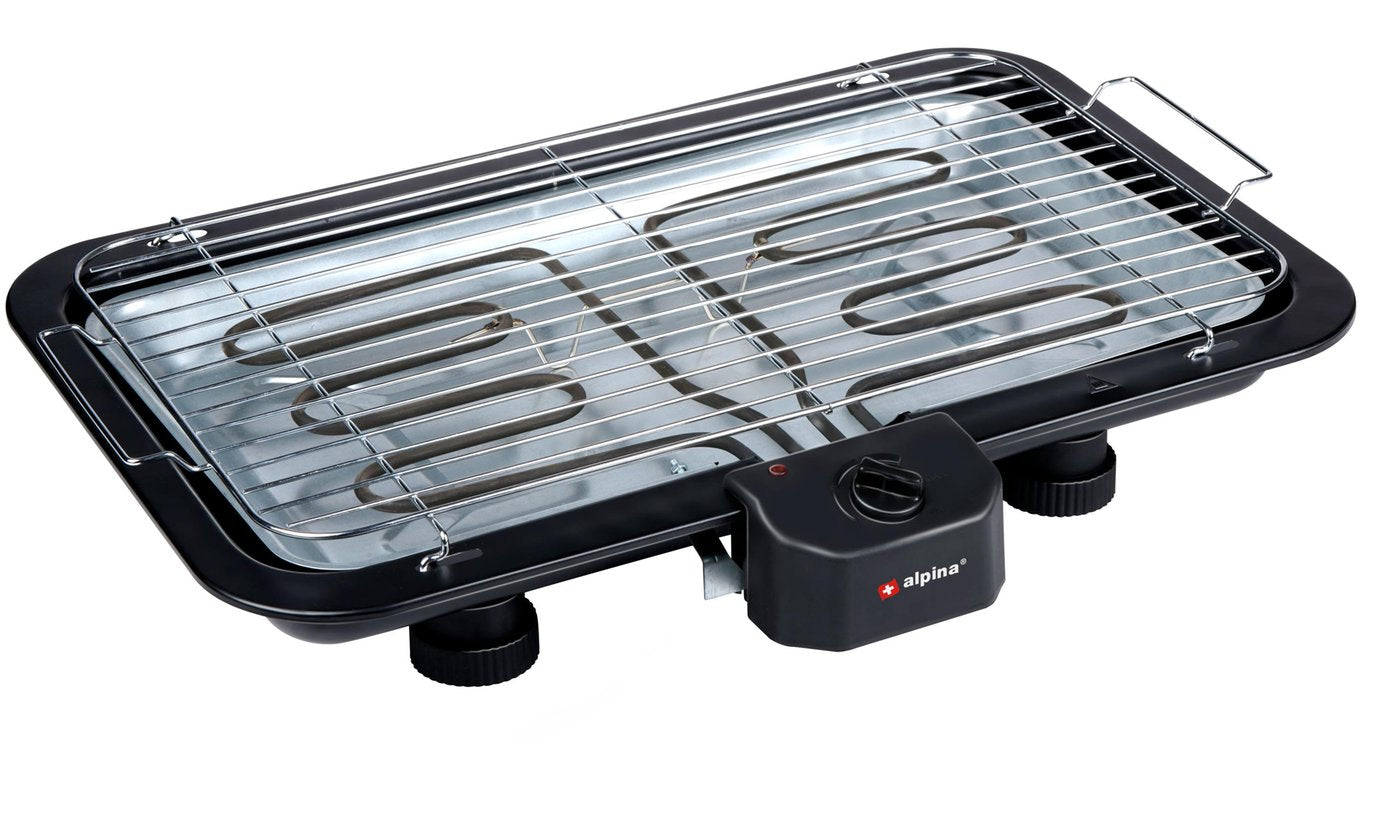 ALPINA Elektrisk Bordgrill 2200W – Stor Grill til Indendørs & Udendørs Brug