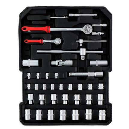 KINZO Værkstøjssæt med 187 Dele i Aluminiumskuffert med Hjul