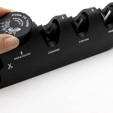 4-i-1 knivvässare i svart: oumbärligt köksredskap för vassa knivar och saxar