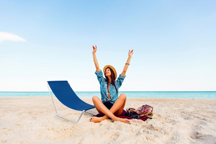 Fällbar strandstol med axelväska 