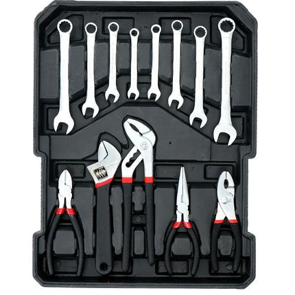 KINZO Værkstøjssæt med 187 Dele i Aluminiumskuffert med Hjul