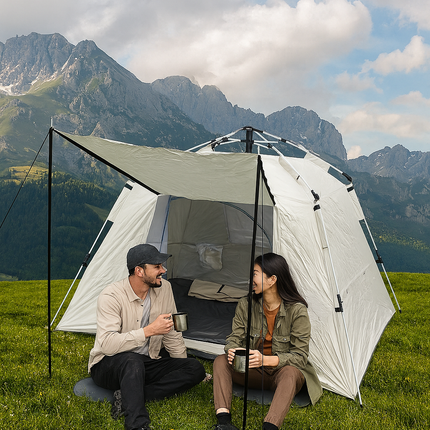 Pop-up-tält för 2-3 personer med dörr och fönster
