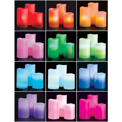 LED-ljus med fjärrkontroll, kan Ljus i 12 färger - Set med 3 st.