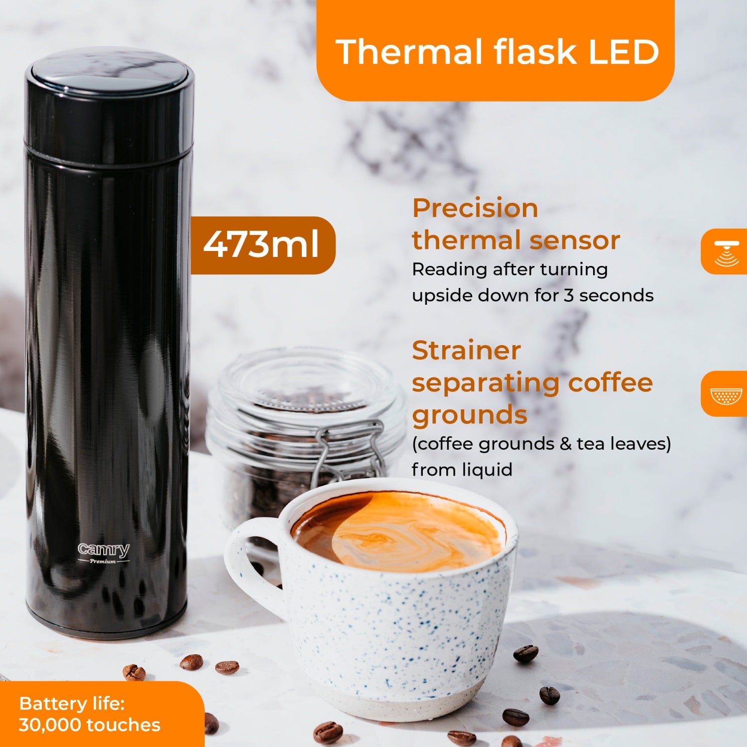 Termoflaske medTouch Display – 473ml