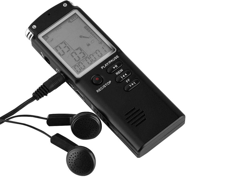 Digital diktafon och MP3-spelare med 8 GB lagringsutrymme och känslig mikrofon