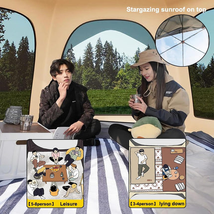 Robust tält med många fönster och skydd vid utgången - 2 storlekar