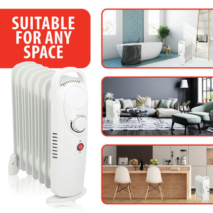 Oljekylare 850W - Vit med justerbar termostat