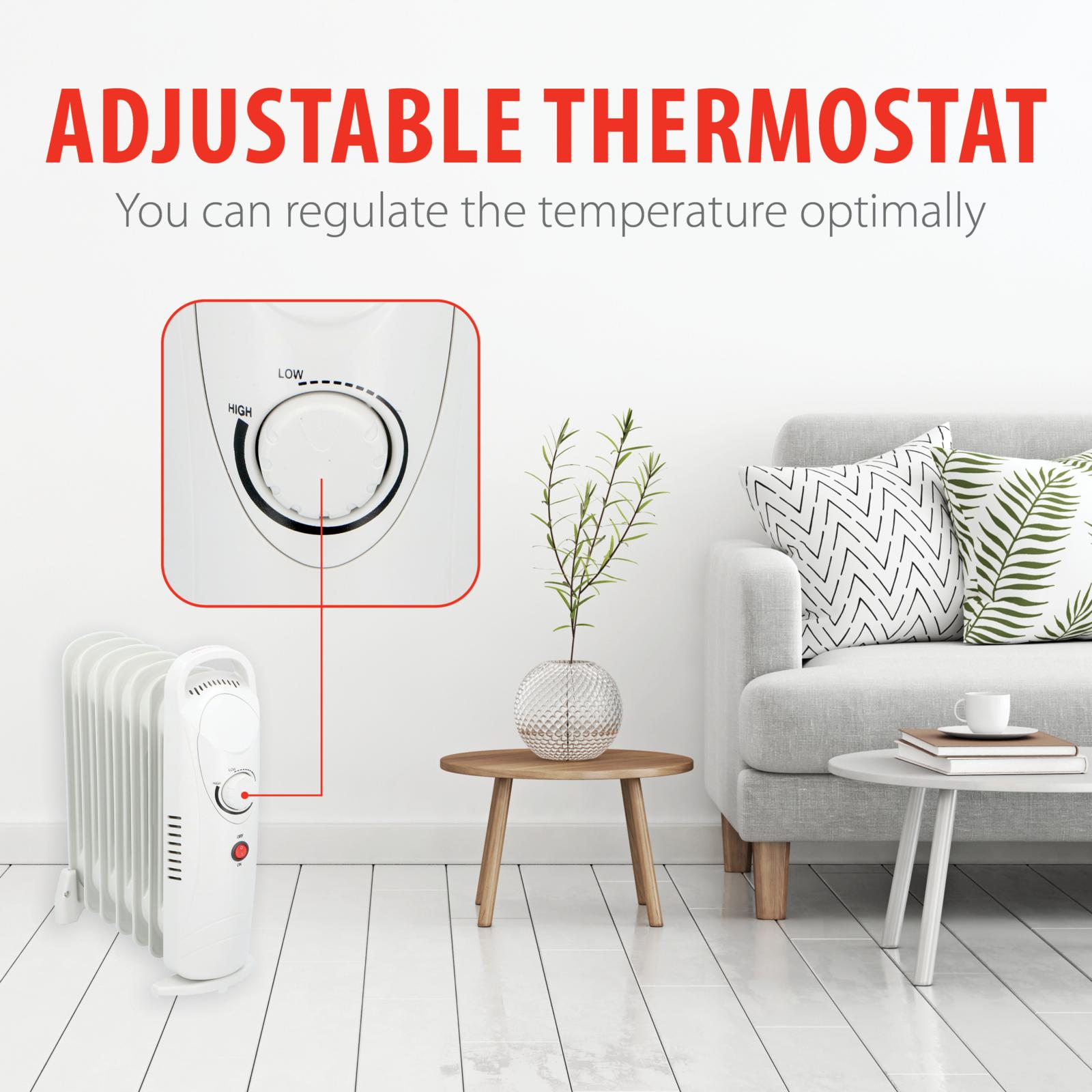 Oljekylare 850W - Vit med justerbar termostat