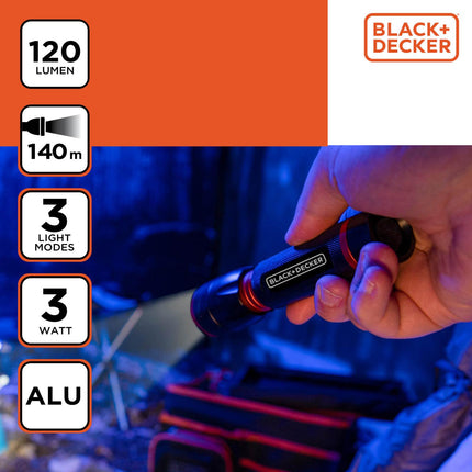 BLACK+DECKER Lommelygte – 120 Lumen, Kompakt og Holdbar