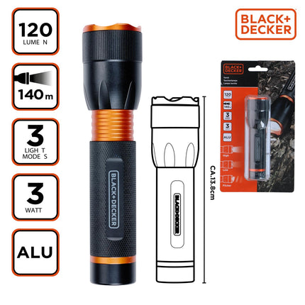 BLACK+DECKER Lommelygte – 120 Lumen, Kompakt og Holdbar