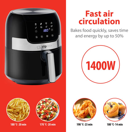 Alpina Airfryer Stor 3,5L - 1400W med Display