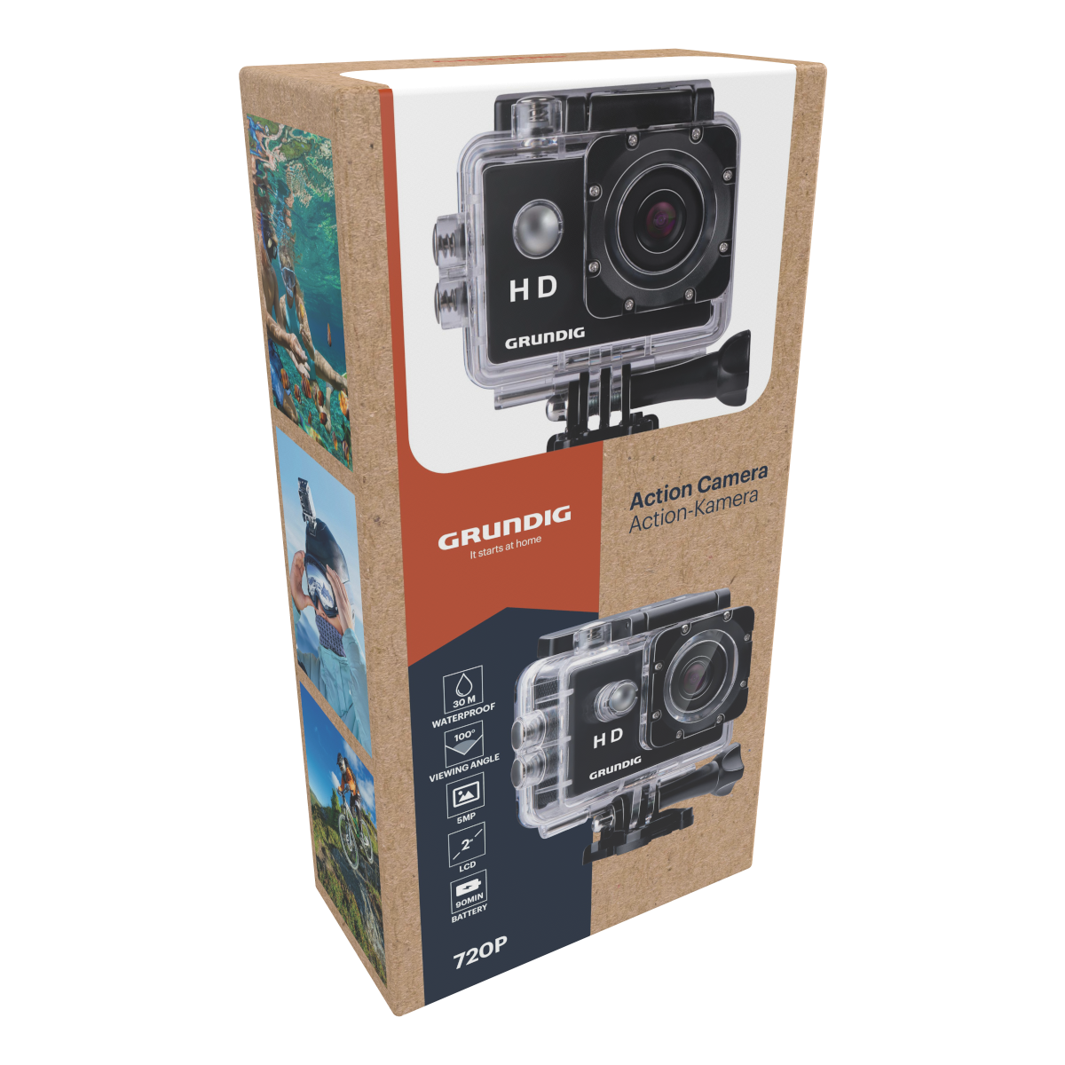 Grundlig actionkamera med vattentätt fodral - Perfekt för äventyr och undervattensfilmning