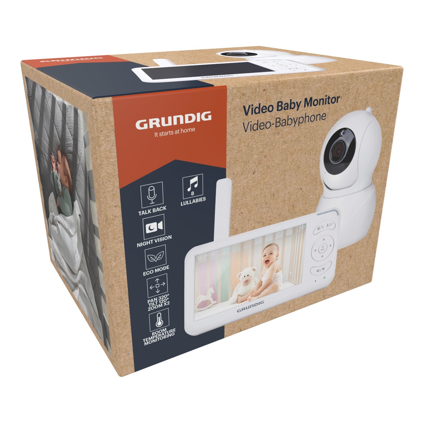 Grundig Video Babyvakt med 5” Skärm, Mörkerseende,
