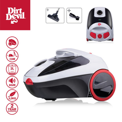 Dirt Devil Dammsugare med påse - 800W, 2L, Vit