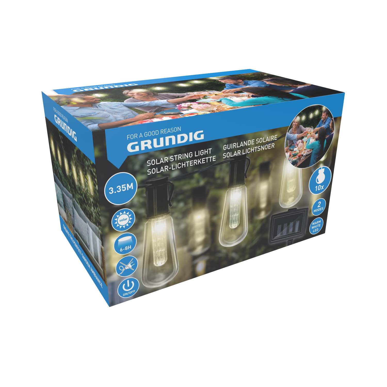 Solljuskedja med varmvitt ljus - 3,35 meter