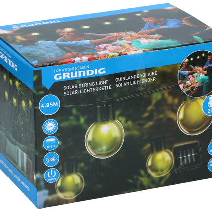 Solljuskedja från Grundig - 4,85 meter med 20 LED-ljus