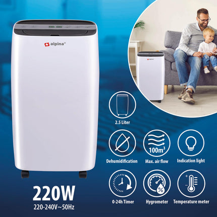 Alpina kraftigt Luftaffugter og Luftrenser  10L Per Dag