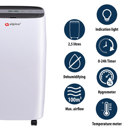 Alpina kraftigt Luftaffugter og Luftrenser  10L Per Dag